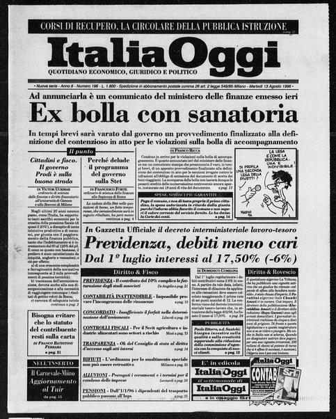 Italia oggi : quotidiano di economia finanza e politica